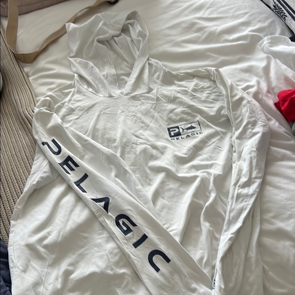 Pelagic White Long Sleeve Hoodie